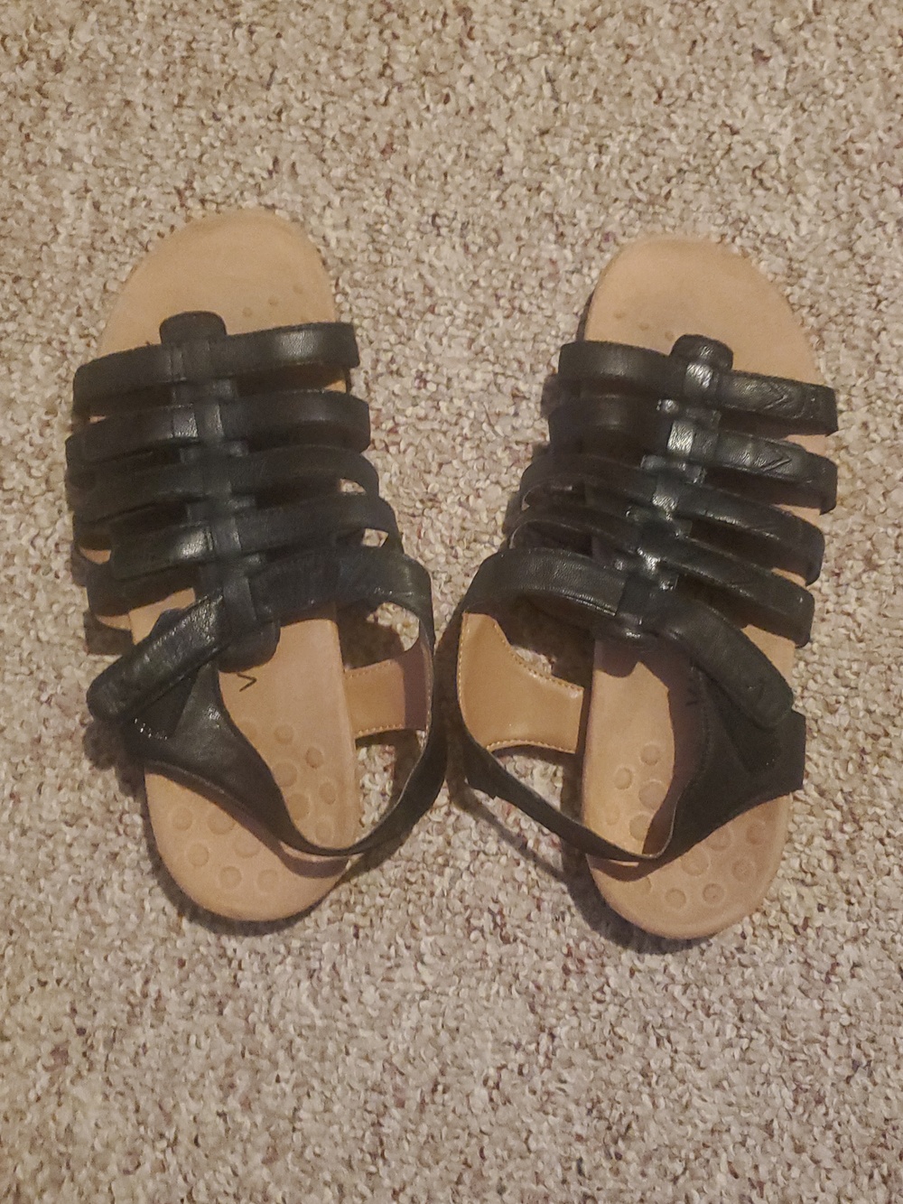 Vionic Harissa Black Slingback Leather Sandal with Orthotic Support, Size 10